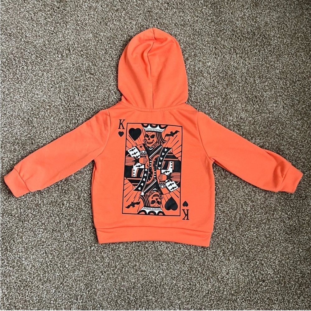 SHEIN Orange Playing Card Print Hoodie Size 4Y